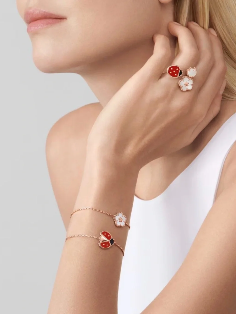 Lucky Spring bracelet, open wings ladybug